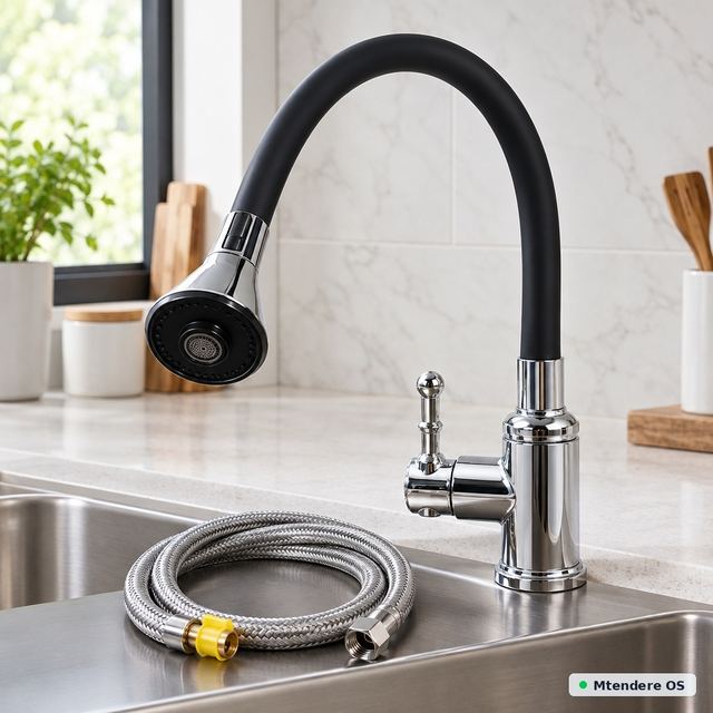 Black Flexible Gooseneck Kitchen Faucet