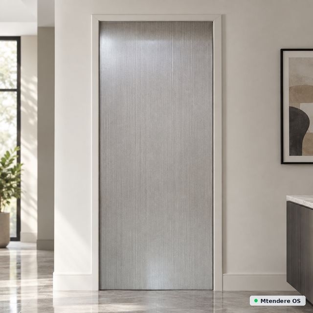 Grey Vertical-Grain Flush Door