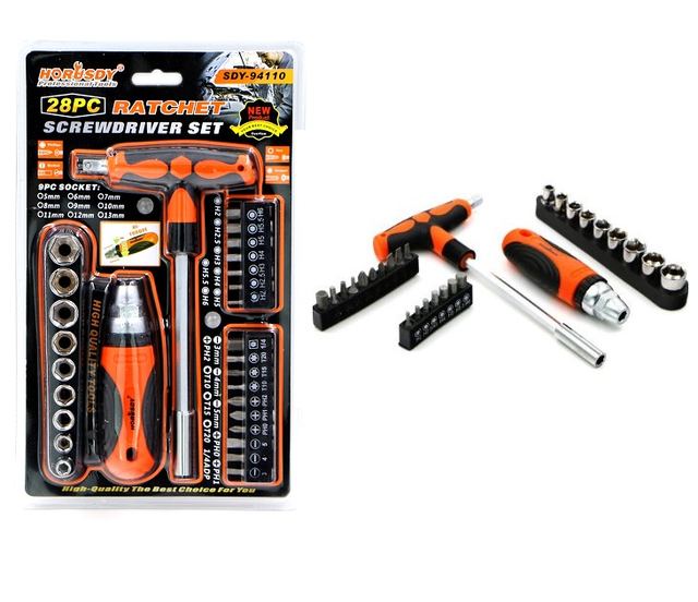 HORUSDY 28-Piece Ratchet Screwdriver & Socket Set