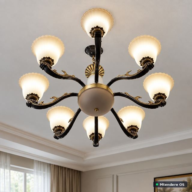 Ornate Eight-Light Ceiling Chandelier