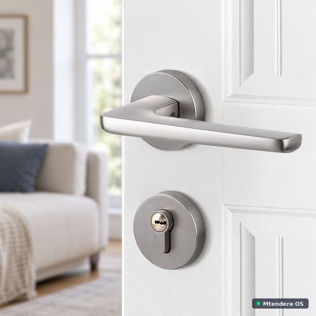 Silver Lever Door Handle with Escutcheon